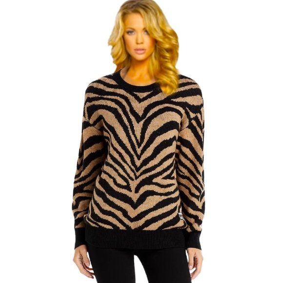 Karl Lagerfeld Sweaters - KARL LAGERFELD Paris Zebra Print Knitted Oversized Fit Sweater Pullover Size L